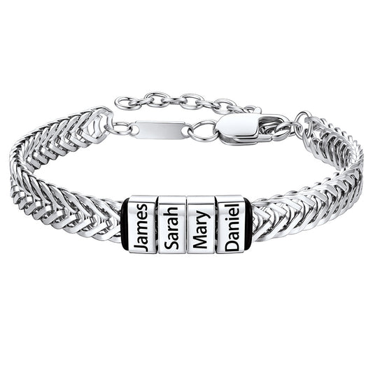 Custom 1-5 Names Chain Bracelet for Men on a white background