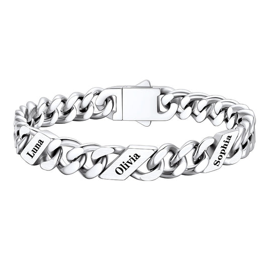 Custom 1-6 Multi Names Cuban Chain Bracelet 
