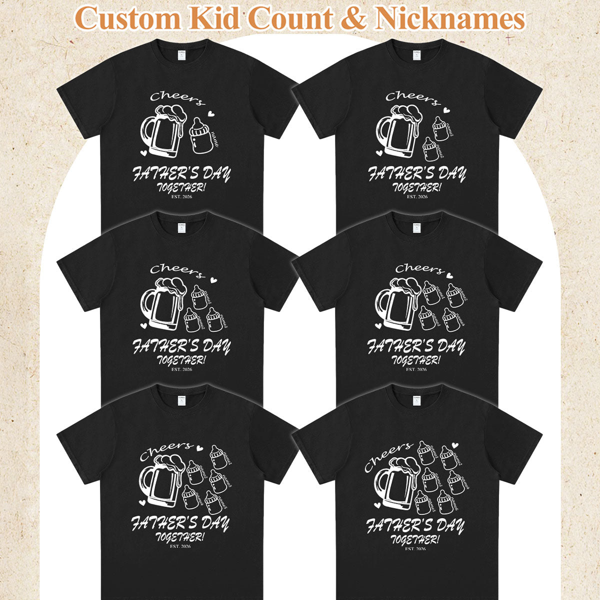 Custom 1-6 Name Cheers Bottle T Shirt for Dadferent 