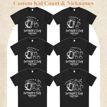 Custom 1-6 Name Cheers Bottle T Shirt for Dadferent 