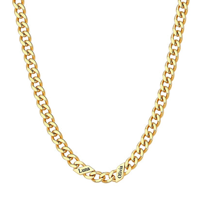 Custom 1-6 Names Cuban Chain Necklace 5mm 2 names Gold Plated