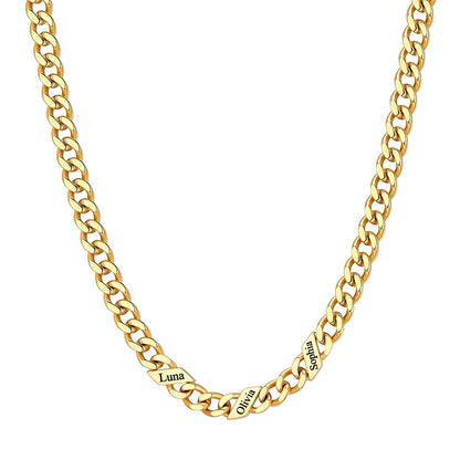 Custom 1-6 Names Cuban Chain Necklace 5mm 3 names Gold Plated