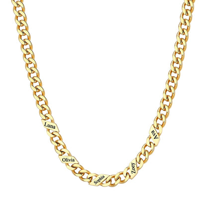 Custom 1-6 Names Cuban Chain Necklace 5mm 5 names Gold Plated
