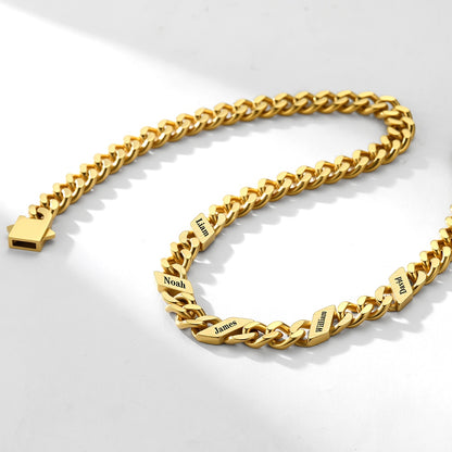 Custom 1-6 Names Cuban Chain Necklace 7/9/12MM in gold plated