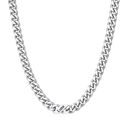 Custom 1-6 Names Cuban Chain Necklace 7mm 1 name