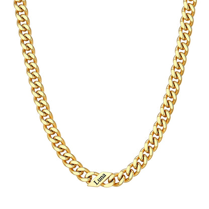Custom 1-6 Names Cuban Chain Necklace 7mm 1 name Gold Plated
