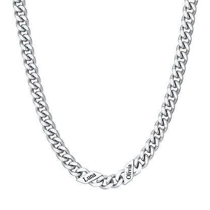 Custom 1-6 Names Cuban Chain Necklace 7mm 2 names