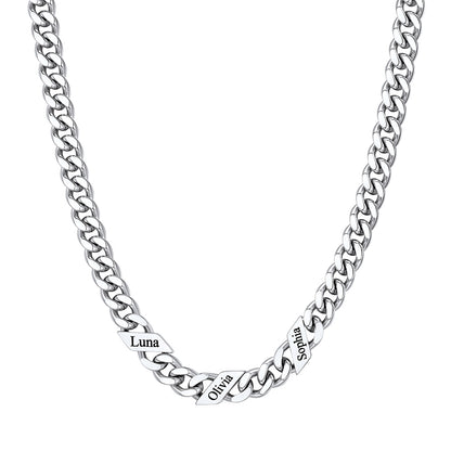 Custom 1-6 Names Cuban Chain Necklace 7mm 3 names
