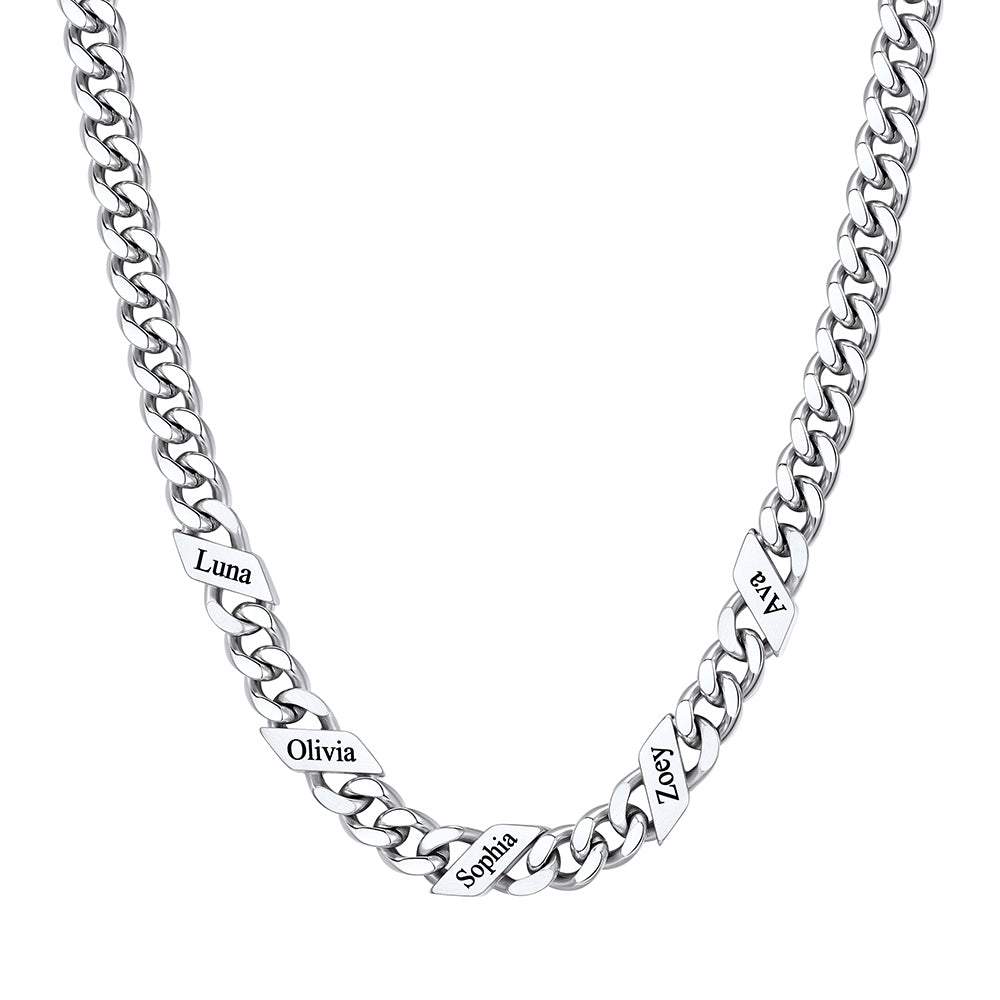 Custom 1-6 Names Cuban Chain Necklace 7mm 5 names
