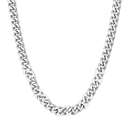 Custom 1-6 Names Cuban Chain Necklace 7mm 5 names