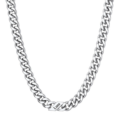 Custom 1-6 Names Cuban Chain Necklace 9mm 1 name