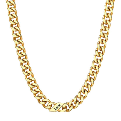 Custom 1-6 Names Cuban Chain Necklace 9mm 1 name Gold Plated
