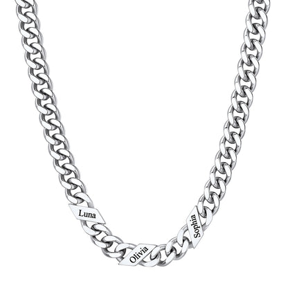 Custom 1-6 Names Cuban Chain Necklace 9mm 3 names
