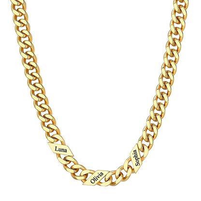 Custom 1-6 Names Cuban Chain Necklace 9mm 3 names Gold Plated