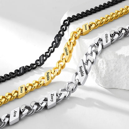 Custom 1-6 Names Cuban Chain Necklace in different color