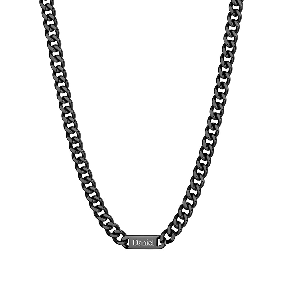 Custom 1 Name Cuban Chain Necklace 9mm Black Plated