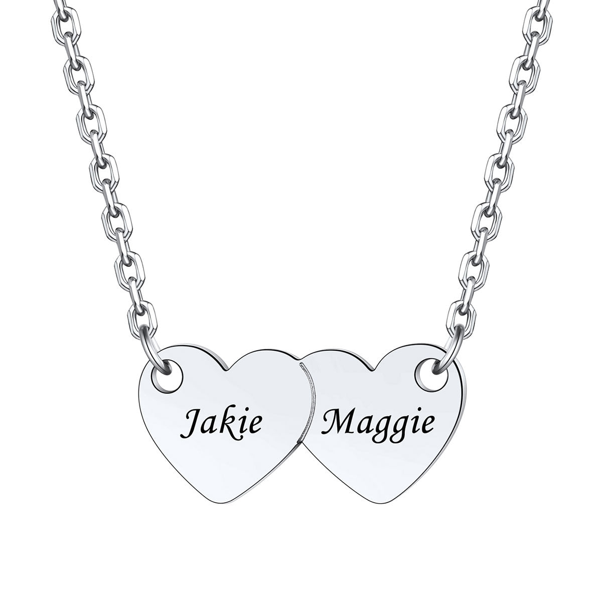 Custom 2 Hearts Name Necklace