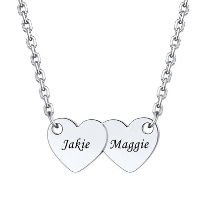 Custom 2 Hearts Name Necklace