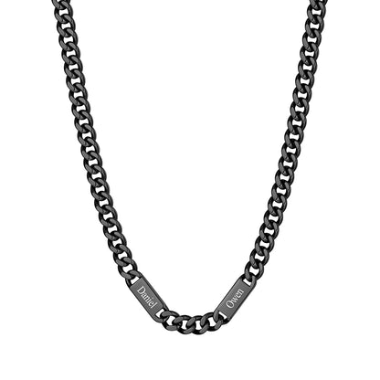 Custom 2 Name Cuban Chain Necklace 9mm Black Plated