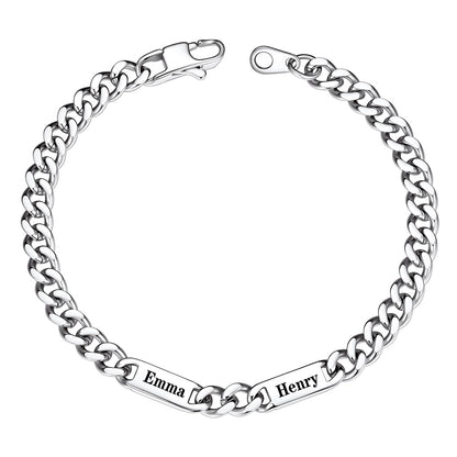Custom 2 Names Cuban Chain Bracelet 2mm