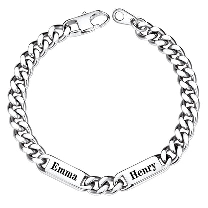Custom 2 Names Cuban Chain Bracelet 7mm