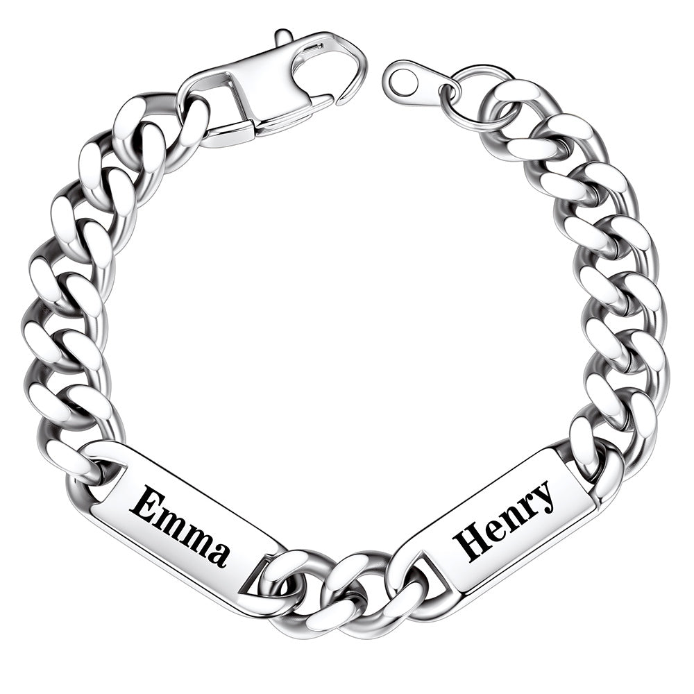 Custom 2 Names Cuban Chain Bracelet 9mm