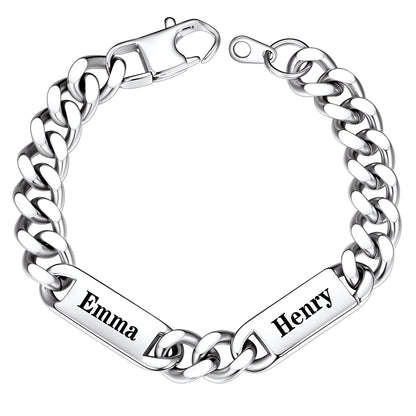 Custom 2 Names Cuban Chain Bracelet 9mm
