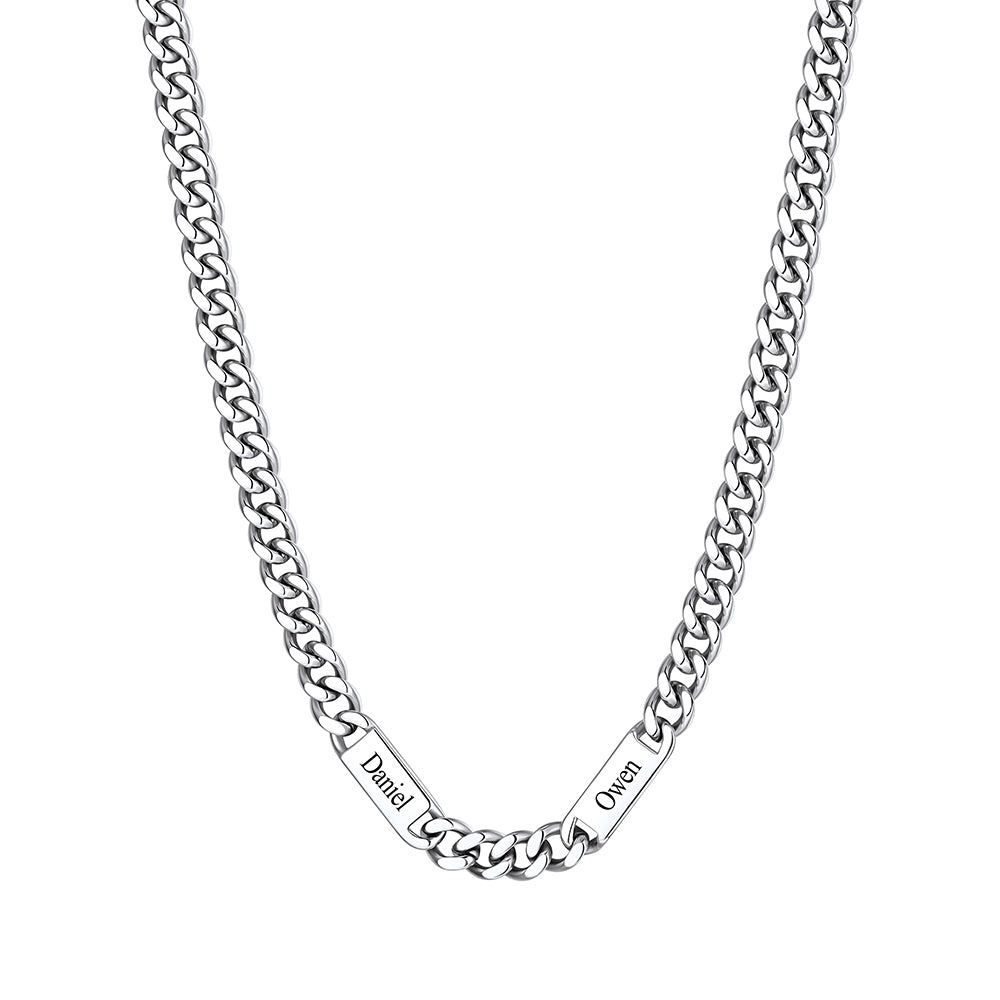 Custom 2 Name Cuban Chain Necklace 9mm