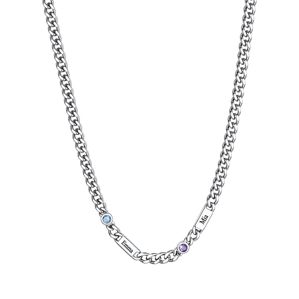Custom 2 Names Necklace with Round Birthstone