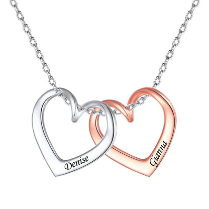 Custom 2 Open Heart Silver Necklace