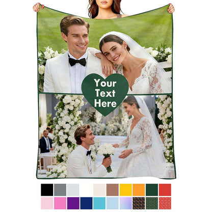 Custom 2 Photos Blanket with Text fpr family love