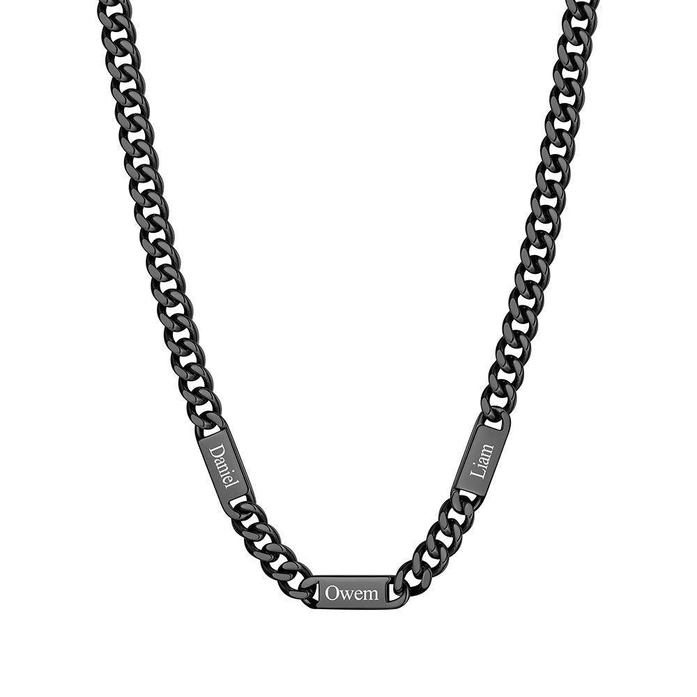 Custom 3 Name Cuban Chain Necklace 9mm Black Plated
