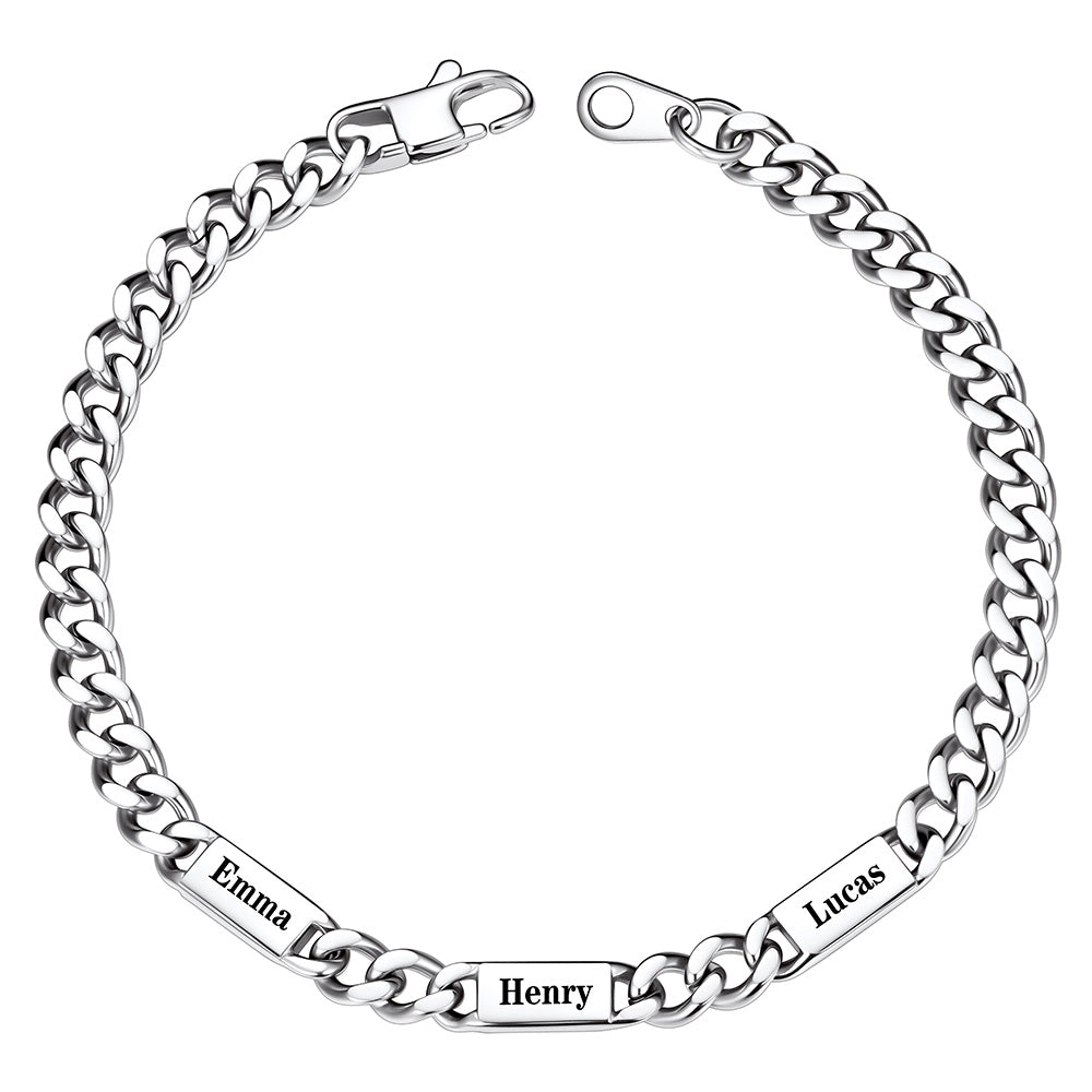 Custom 3 Names Cuban Chain Bracelet 5mm