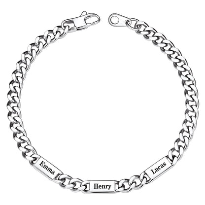 Custom 3 Names Cuban Chain Bracelet 5mm
