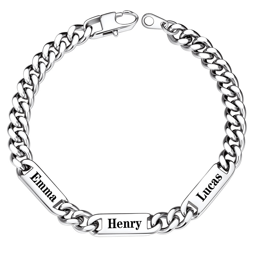Custom 3 Names Cuban Chain Bracelet 7mm