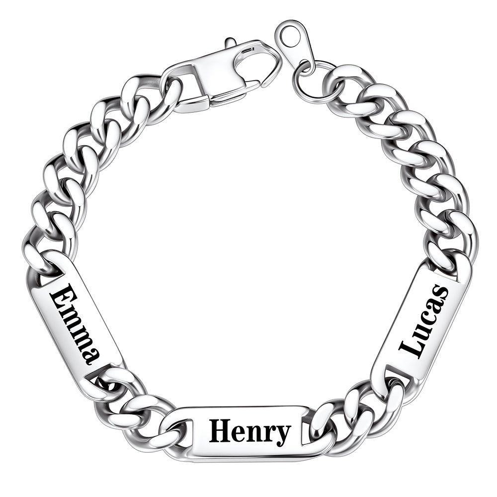Custom 3 Names Cuban Chain Bracelet 9mm