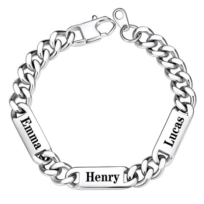 Custom 3 Names Cuban Chain Bracelet 9mm
