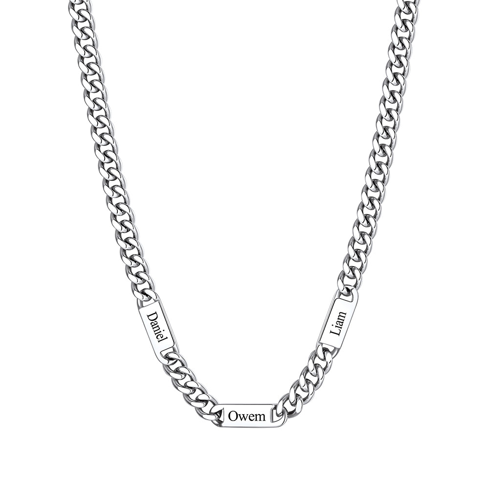 Custom 3 Names Cuban Chain Necklace 9mm