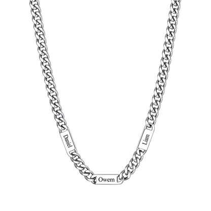 Custom 3 Names Cuban Chain Necklace 9mm