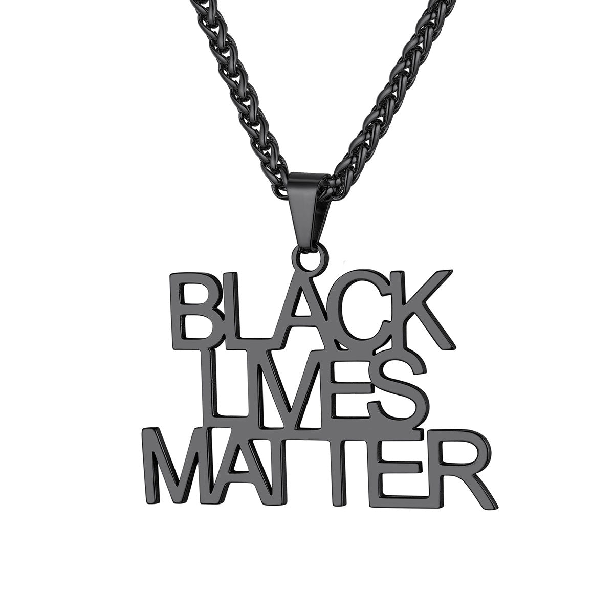 Custom 3 Rows Name Necklace Black Plated