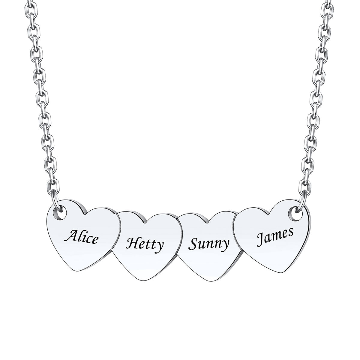 Custom 4 Hearts Name Necklace