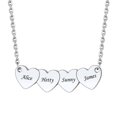 Custom 4 Hearts Name Necklace