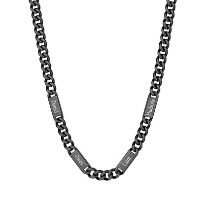 Custom 4 Name Cuban Chain Necklace 9mm Black Plated