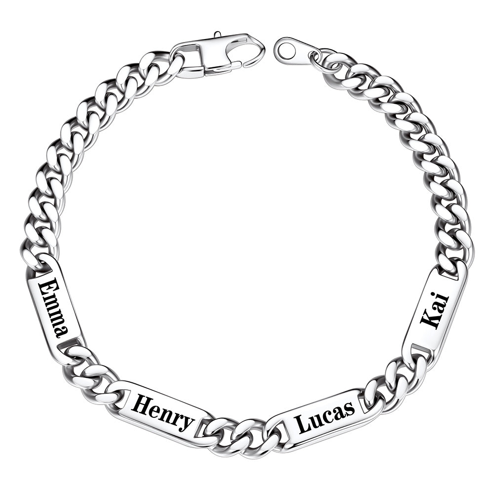 Custom 4 Names Cuban Chain Bracelet 7mm
