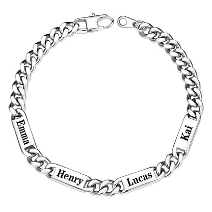 Custom 4 Names Cuban Chain Bracelet 7mm