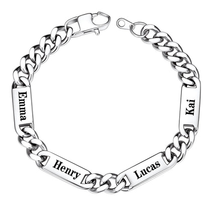 Custom 4 Names Cuban Chain Bracelet 9mm