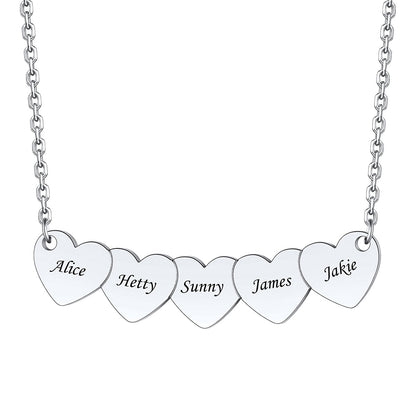 Custom 5 Hearts Name Necklace