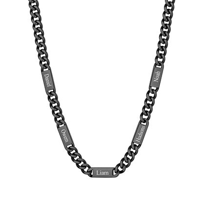 Custom 5 Name Cuban Chain Necklace 9mm Black Plated