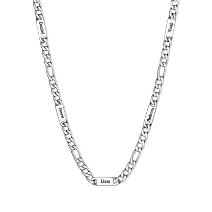 Custom 5 Name Figaro Chain Necklace 7mm