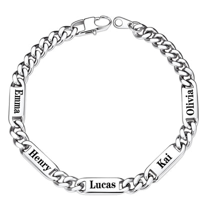 Custom 5 Names Cuban Chain Bracelet 7mm